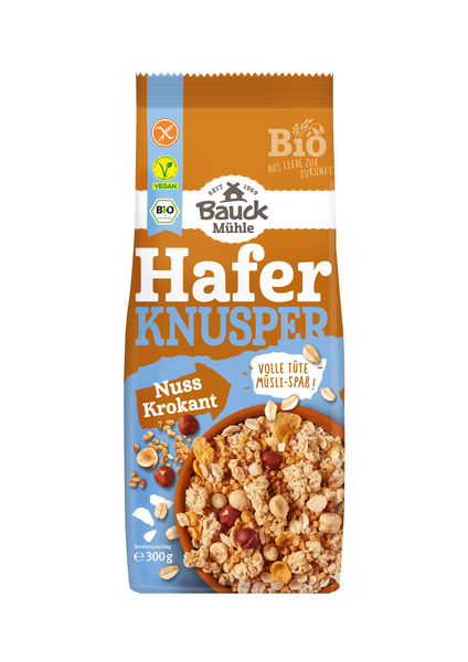 Bauck Mühle Hafer Knusper Müsli Nuss Krokant glutenfrei 300 g