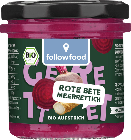 followfood Aufstrich Rote Beete mit Meerrettich 135 g
