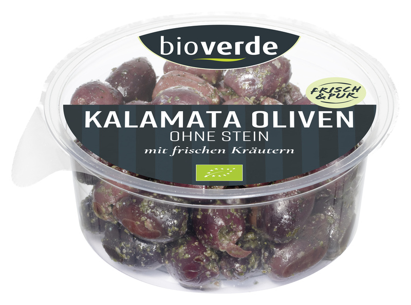 bio-verde Schwarze Kalamata-Oliven ohne Stein 150 g