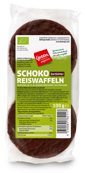 greenorganics Schokoreiswaffeln Zartbitter 100 g