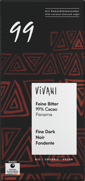 Vivani Feine Bitter mit 99% Cacao Panama 80 g