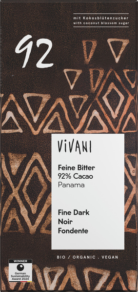 Vivani Feine Bitter mit 92% Cacao Panama 80 g