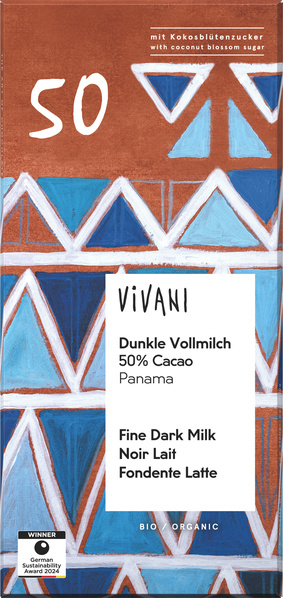 Vivani Dunkle Vollmilch 50% Cacao Panama 80 g