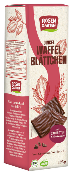 Rosengarten Dinkel-Waffelblättchen Zartbitter 125 g