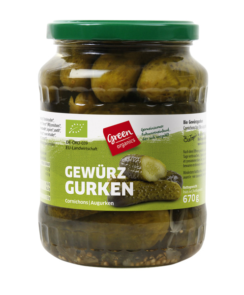 greenorganics Gewürzgurken im Glas 670 g