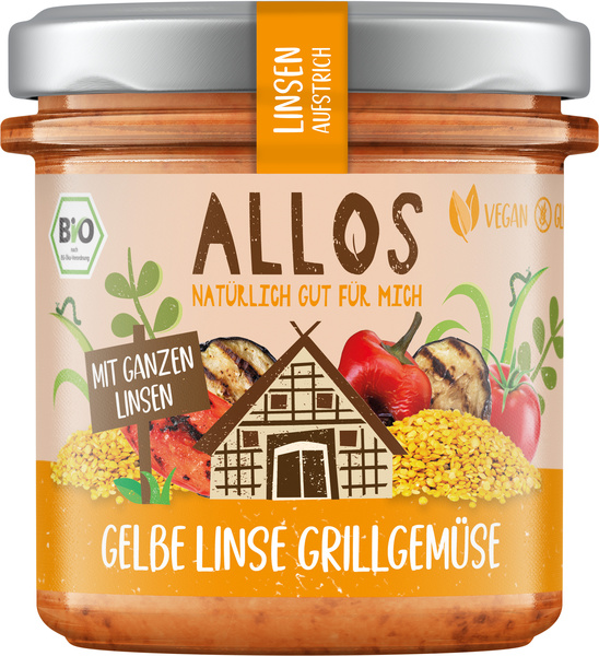 Allos Linsen-Aufstrich Gelbe Linse Grillgemüse 140 g