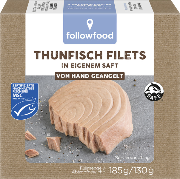 followfood Thunfisch Filets in eigenem Saft 185 g