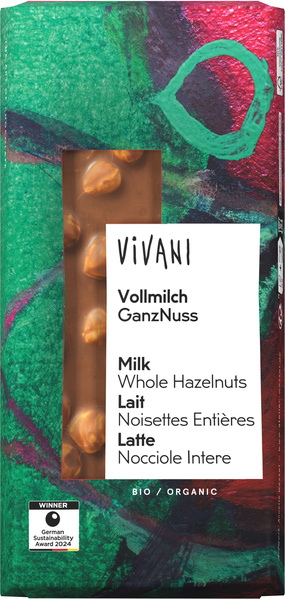 Vivani Schokolade ganze Haselnüsse VM 100 g