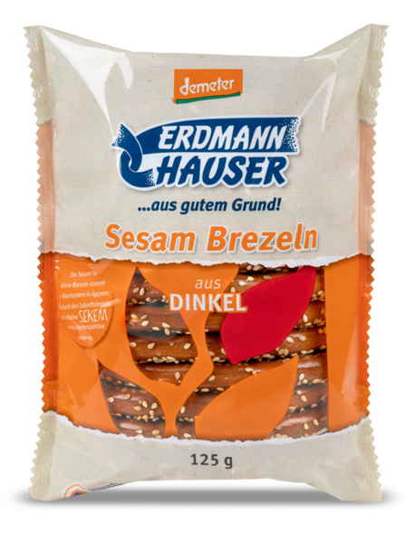 ErdmannHAUSER Getreideprodukte Dinkelbrezel mit Sesam 125 g