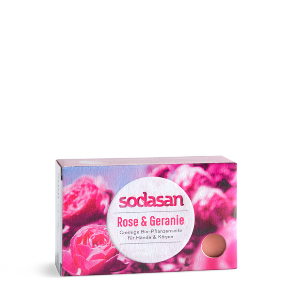 sodasan Stückseife Rose & Geranie 100 g