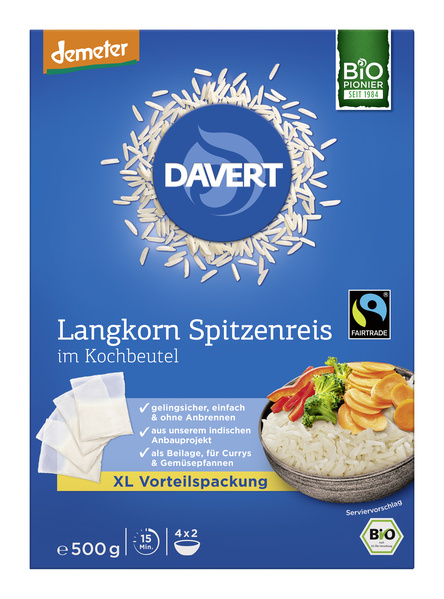 Davert Langkorn Spitzenreis im Kochbeutel 500 g