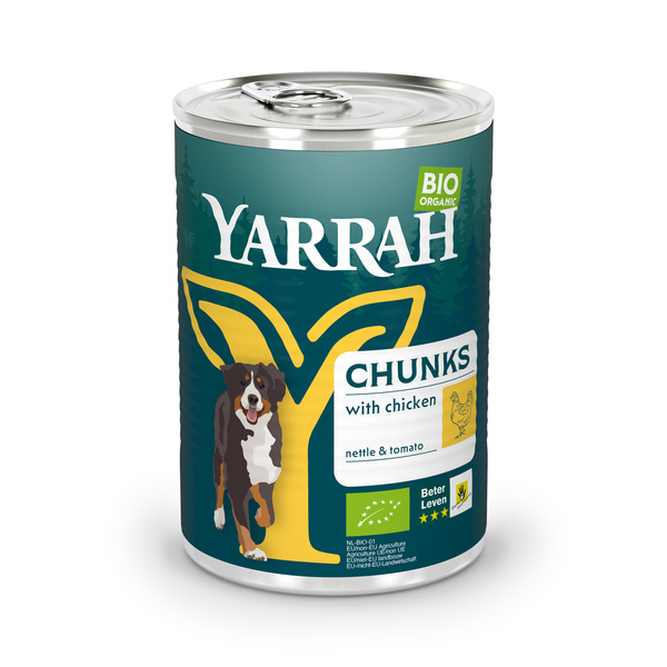 Yarrah Organic Petfood Bio Hund Dose Bröckchen Huhn 405 g