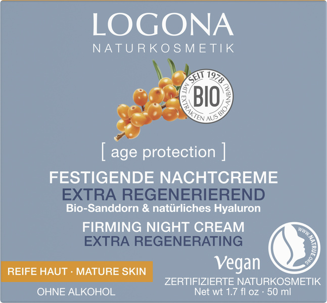 Logona Age Protection Regenerierende Nachtcreme Sanddorn & Hyaluron 50 ml
