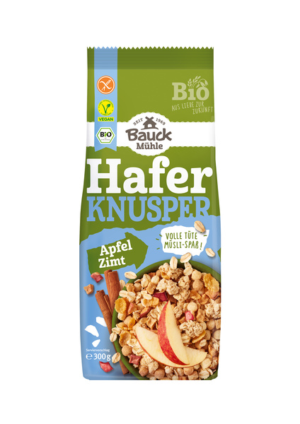 Bauck Mühle Hafer Knusper Müsli Apfel Zimt glutenfrei 300 g