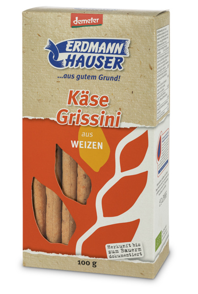 ErdmannHAUSER Getreideprodukte Käse Grissini 100 g